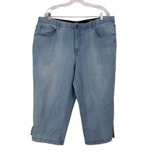 JMS Just My Size Stretch Waist Straight Leg Capris Blue Jeans Light Wash Sz 22W